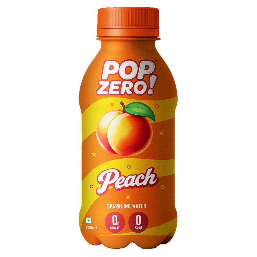 Pop Zero! Peach Sparkling Water | Pack of 6 | ₹30 per bottle
