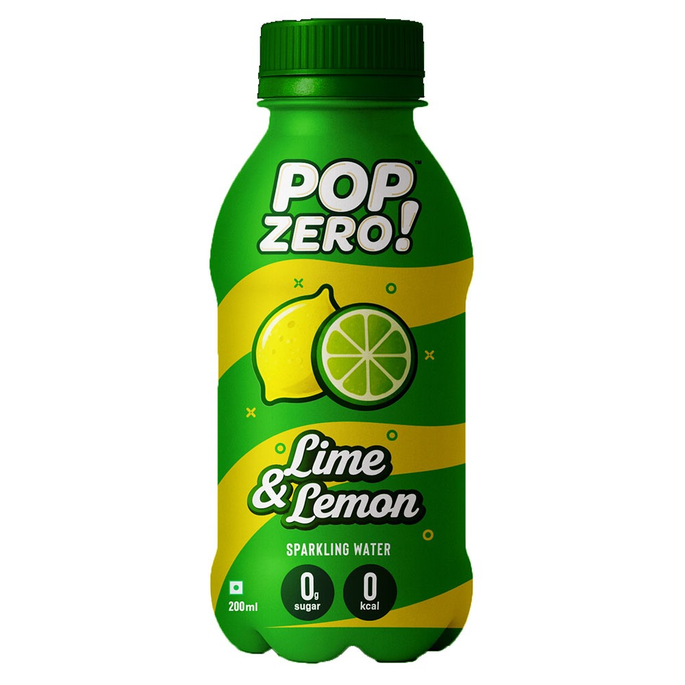 Pop Zero! Lime & Lemon Sparkling Water | Pack of 24 | ₹30 per bottle