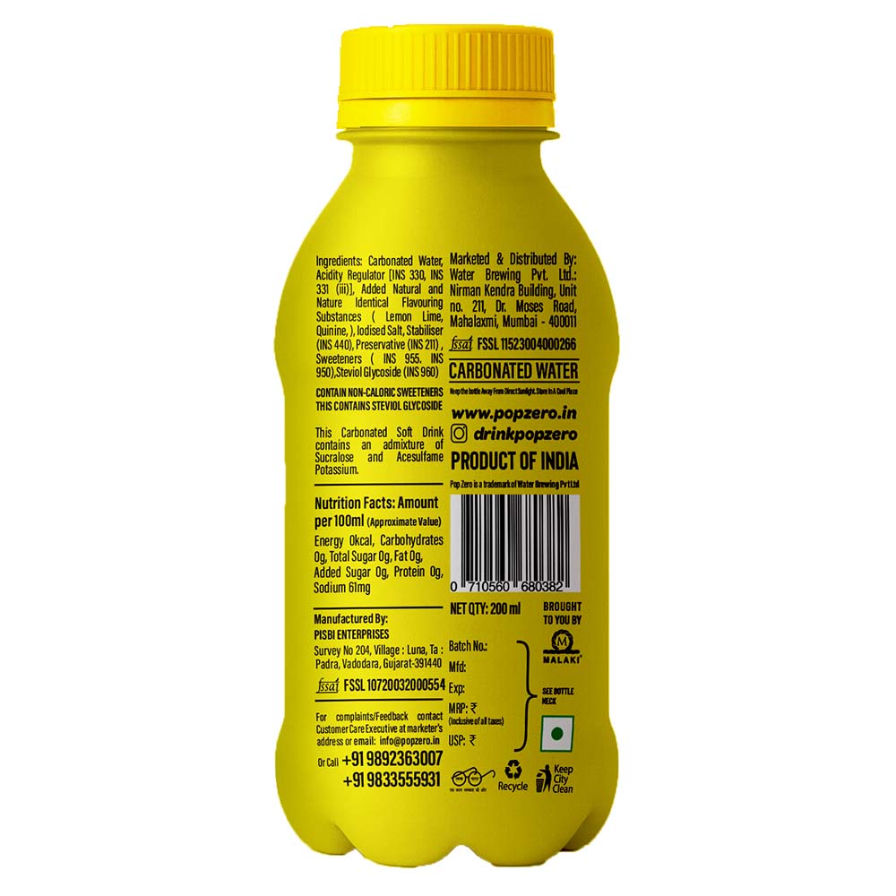 Pop Zero! Tonic Water | Pack of 24 | ₹30 per bottle