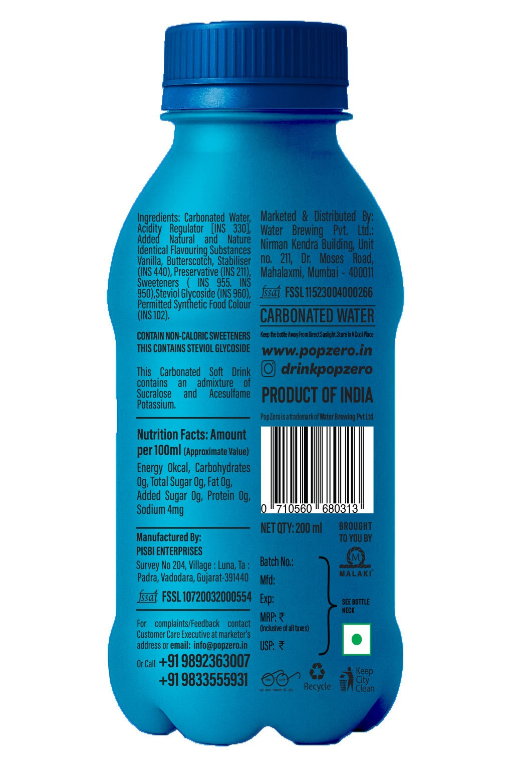 Pop Zero! Ice Cream Soda | Pack of 6 | ₹30 per bottle