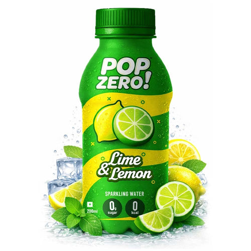 Pop Zero! Lime & Lemon Sparkling Water | Pack of 6 | ₹30 per bottle