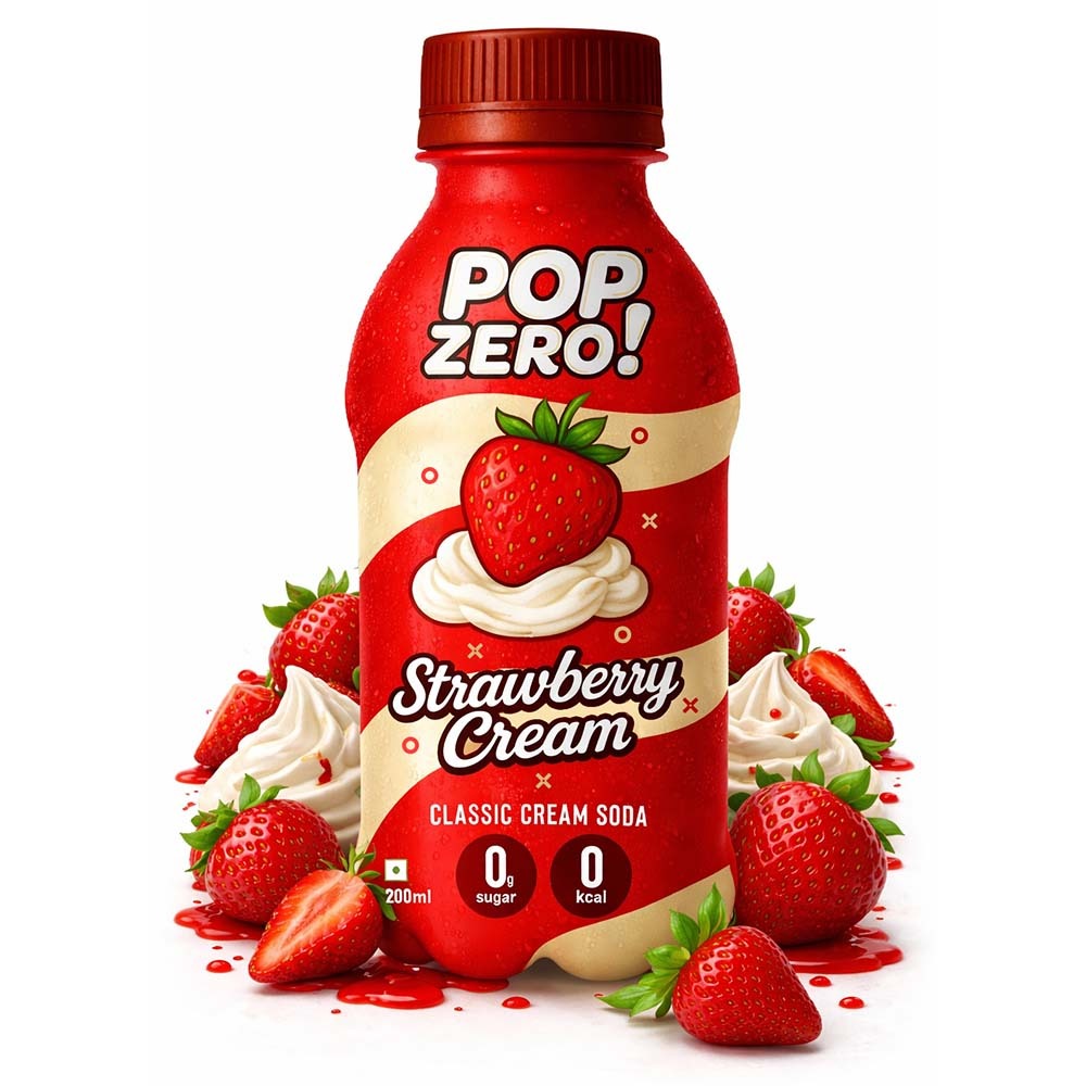 Pop Zero! Strawberry Cream Soda | Pack of 24 | ₹30 per bottle