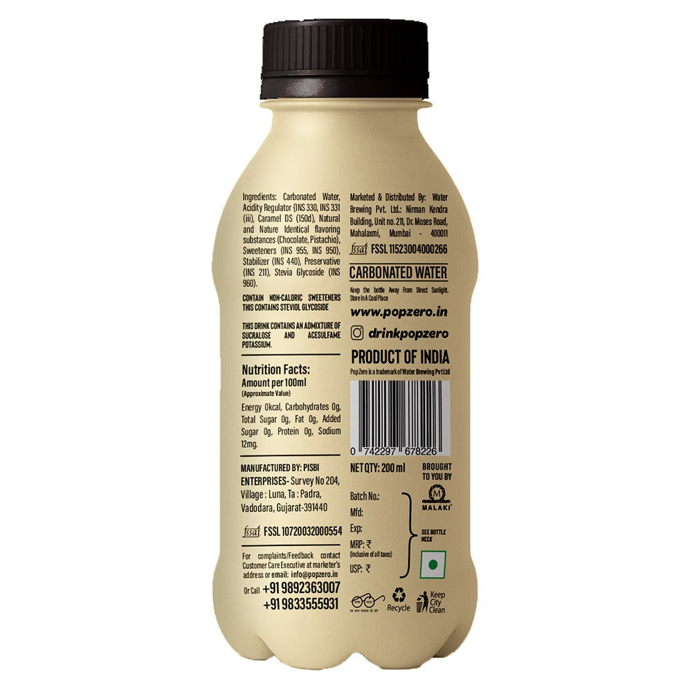 Pop Zero! Dubai Chocolate | Pack of 6 | ₹30 per bottle