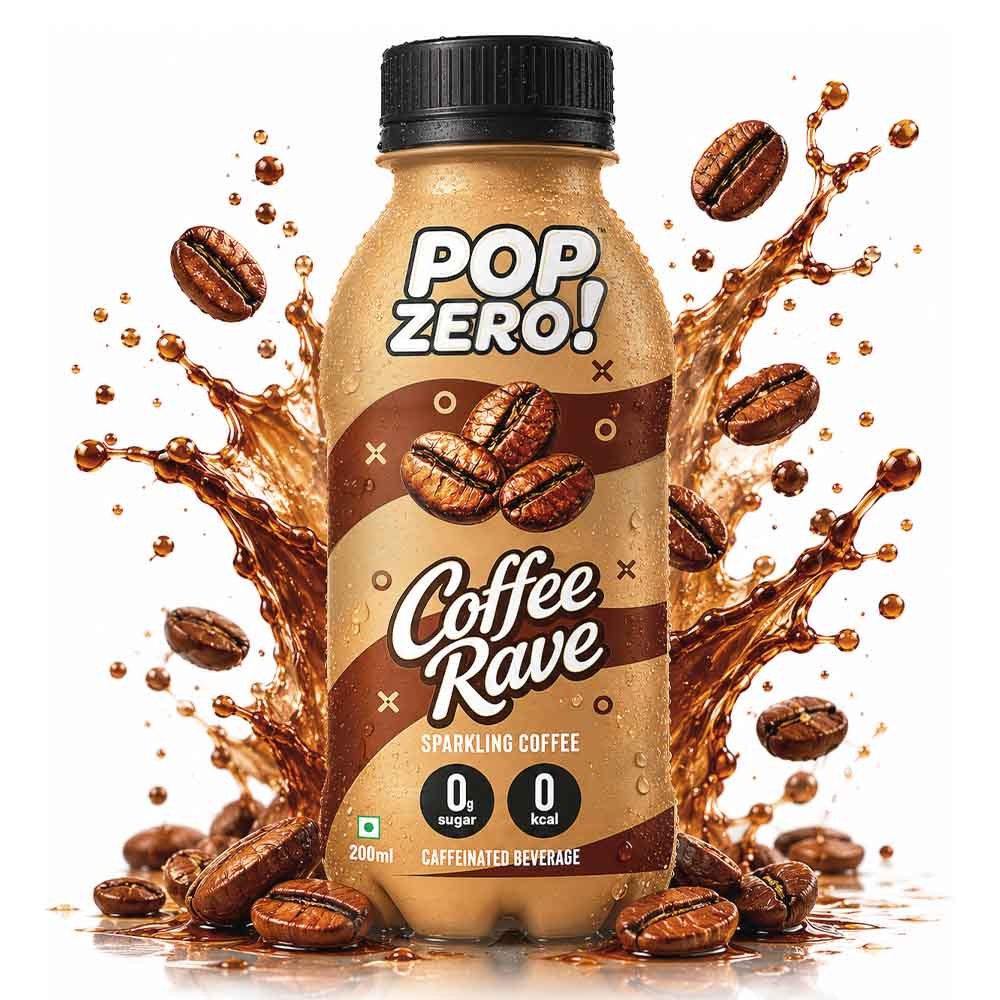 Pop Zero! Coffee Rave Sparkling Coffee | Pack of 6 | ₹30 per bottle